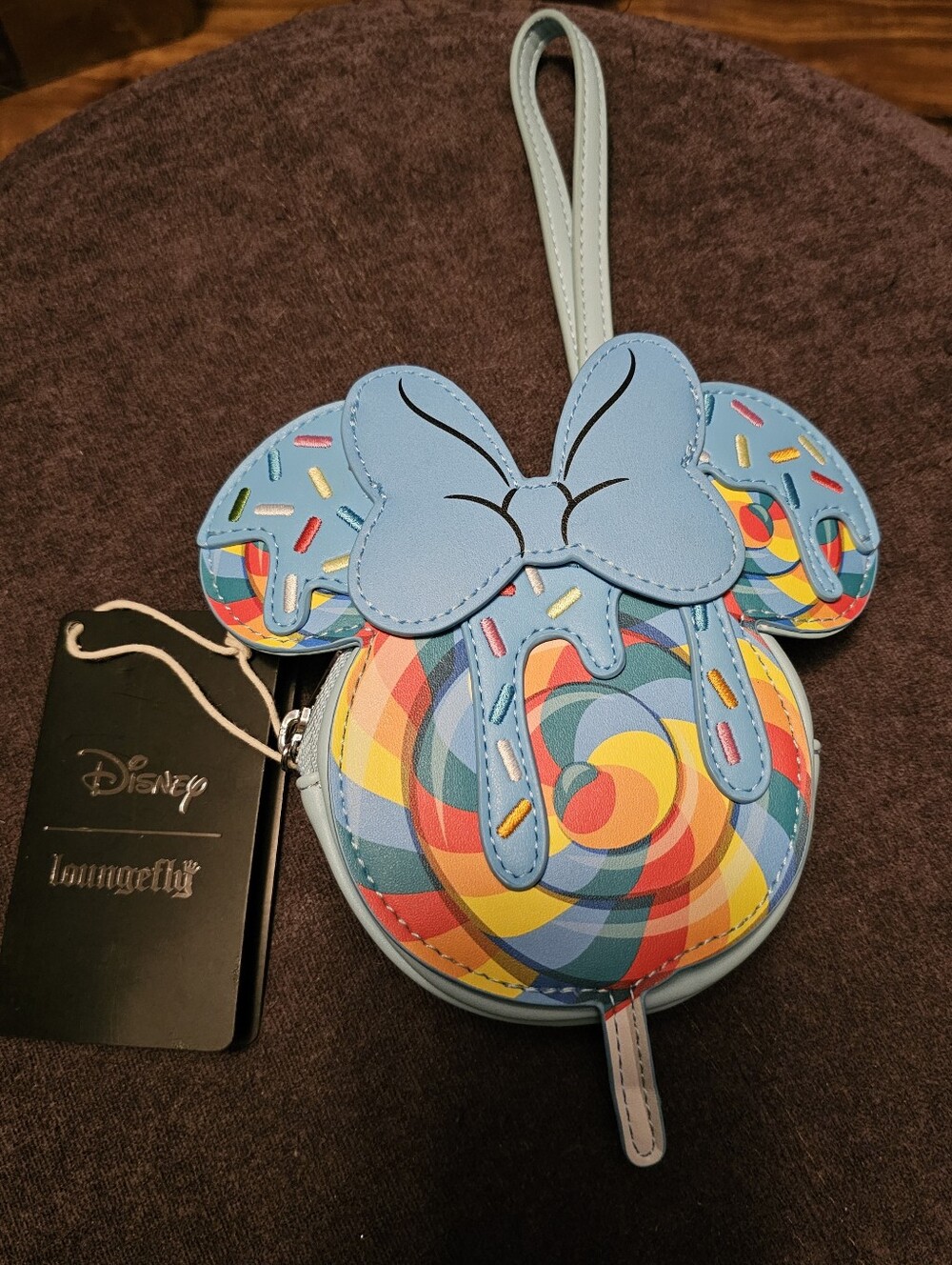 Loungefly Blue Minnie Lollipop Swirl Wristlet